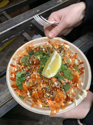 Chaw Mein spring rolls and Dumplings  at Vegan Thai Food - Food Stall in North West London