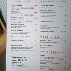 Menu at Earth to Body Cafe in Croydon
