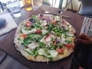 "mean bean" pizza at Luke's Kitchen in Kuaotunu