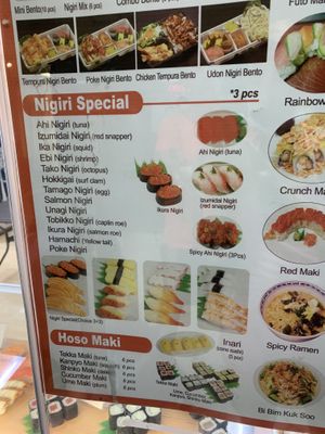 Menu  at Aloha Sushi in Honolulu