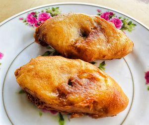 Vegan fried banana fritter, yummy at Health Food Centre in Kuching