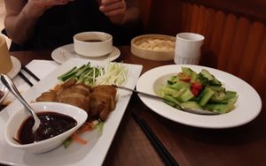 Duck Pancakes and smacked cucumber at Vegan Planet in North West London