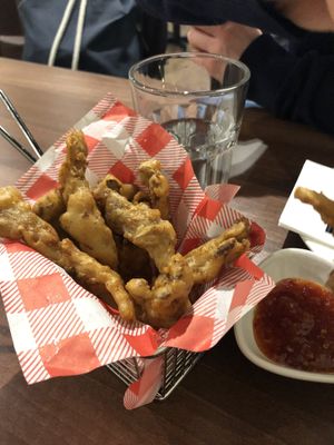 fried oyster mushrooms   at Vegan Planet in North West London