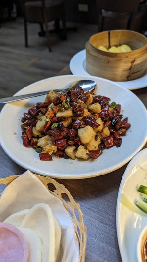 Chicken with Sichuan peppercorns at Vegan Planet in North West London