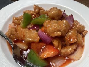 Sweet and Sour Chickenn  at Vegan Planet in North West London