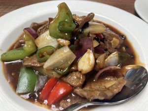 Beef with black beans   at Vegan Planet in North West London