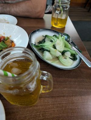 Stir fried bok choy at Vegan Planet in North West London