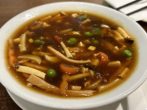 Hot and sour soup  at Vegan Planet in North West London