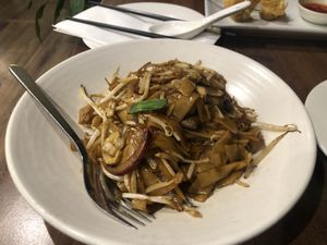 Ho fun fat noodles and beef, lovely  at Vegan Planet in North West London