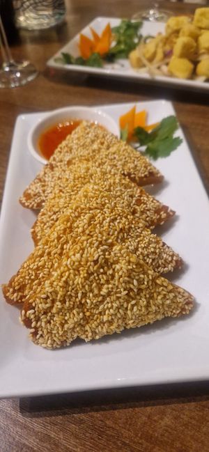Prawn toasts at Vegan Planet in North West London