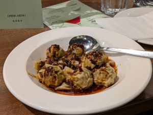WONTON IN SPICY SAUCE 油潑雲吞 at Vegan Planet in North West London