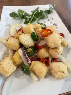 Salt & peppar tofu  at Vegan Planet in North West London