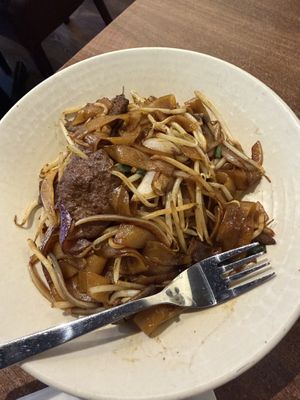 Stir-fried vegan beef ho fun  at Vegan Planet in North West London