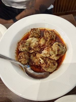 Wonton in spicy sauce  at Vegan Planet in North West London