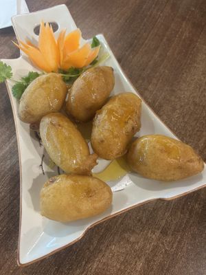 Fried banana  at Vegan Planet in North West London