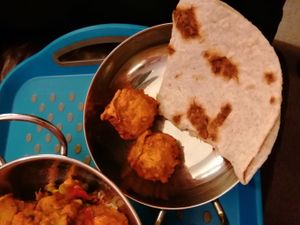 Onion bahji and roti at Eastern Eye in Lichfield