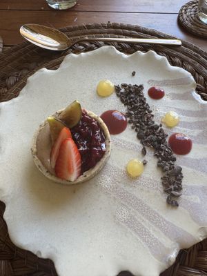 Date Tart - a little sour but delicious and light   at BIO at Xcaret Mexico in Playa Del Carmen