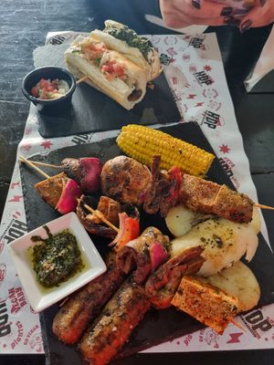 Anticuchos y choripanes at Vegan Street Bar - Yasai Bar in Santiago