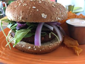 black. bean burger  at Lotus Leaf Cafe in Wichita