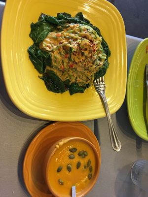 Z’oodles with creamy sauce and soup of the day at Lotus Leaf Cafe in Wichita