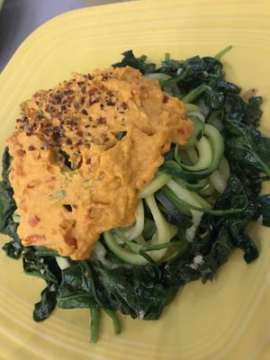 Zoodles with red pepper sauce!  Healthy & delicious! at Lotus Leaf Cafe in Wichita