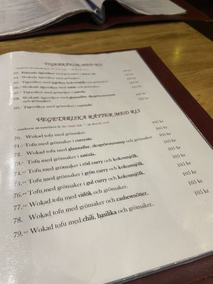The menu at Restaurang Ha Long in Lund