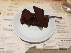 Amazing dessert with chocolaty mousse and biscuit-y filling at L'angolo Italiano in Vejle
