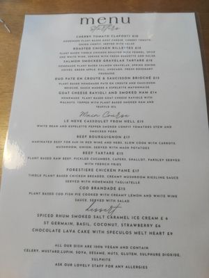 Menu in May 2022 at Refuel Your Soul in North London