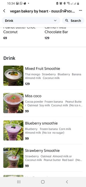 Vegan smoothies and lattes at Vegan Bakery By Heart in Phuket