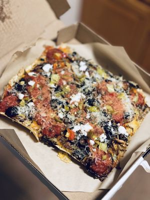 Pepperoni buzz vegan pizza  at Joyride Pizza in San Francisco