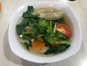 Dumpling soup  at Jin You Yuan 今友緣素食坊 in Central Singapore