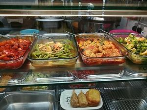economic rice buffet spread at Jin You Yuan 今友緣素食坊 in Central Singapore