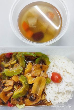 Black Bean Bitter Gourd Rice set - Takeaway 08/08/2024 at Jin You Yuan 今友緣素食坊 in Central Singapore