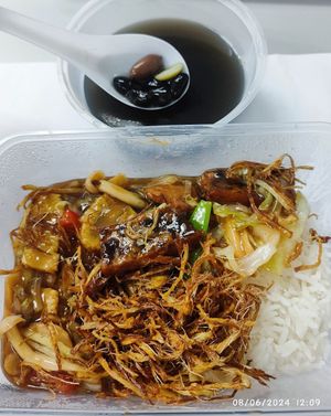 Ginger Fish Rice with Black Bean Soup set - Takeaway 06/08/2024 at Jin You Yuan 今友緣素食坊 in Central Singapore