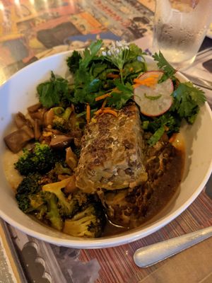 Ramen broth grits. Nommm at Fiction Kitchen in Raleigh