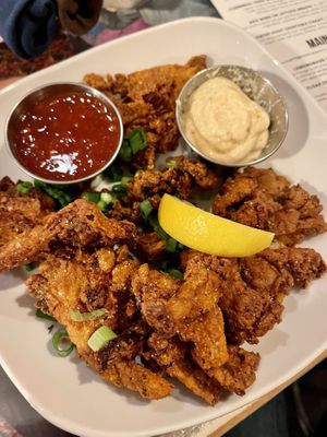 Fried oyster mushrooms - amazing!!  at Fiction Kitchen in Raleigh