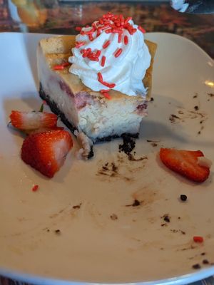 Strawberry cheesecake with Oreo crust at Fiction Kitchen in Raleigh