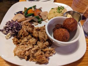 Southern bbq plate at Fiction Kitchen in Raleigh