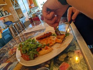 Chicken and waffles in progress... at Fiction Kitchen in Raleigh