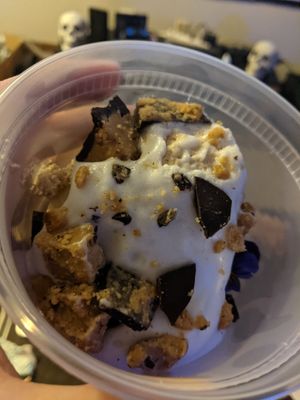 A dessert from the takeaway valentine's menu one year, like a peanut butter cup fluffer nutter thing. I don't remember what it was called but it was delicious at Fiction Kitchen in Raleigh