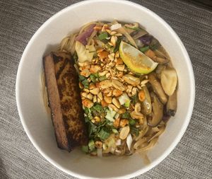 Peanut noodle bowl with tofu 🤍🌱  at Fiction Kitchen in Raleigh
