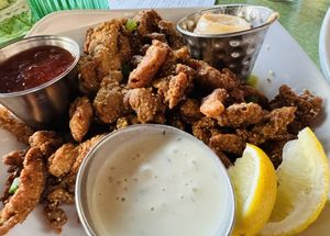 Corn meal crusted oyster mushrooms.   at Fiction Kitchen in Raleigh