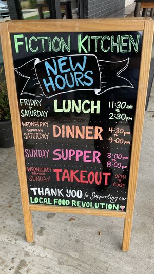 Open for lunch Friday & Saturday   at Fiction Kitchen in Raleigh
