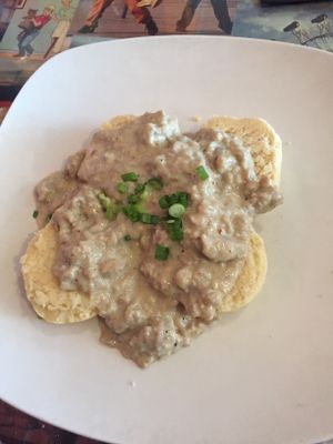 Biscuits n gravy at Fiction Kitchen in Raleigh