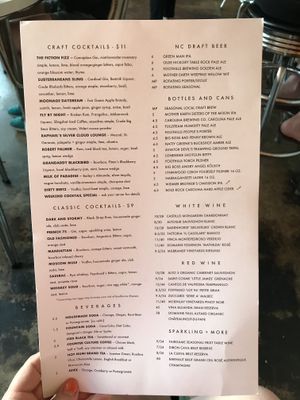 Menu at Fiction Kitchen in Raleigh