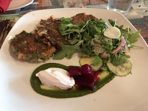 Kale cakes at Fiction Kitchen in Raleigh