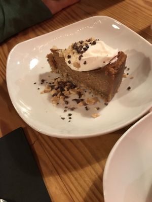 Peanut butter “cheese”cake. Better than the chocolate ganache pie in my opinion. I could eat this all night long.  at Fiction Kitchen in Raleigh