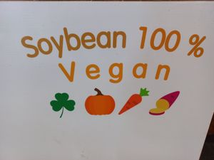 Vegan signage #Veganuary at Pim Tofu - Food Stall in Chiang Mai