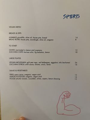 Menu  at Spero Greek Street in Mooloolaba