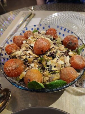 Salad with toasted almonds at A Corre Vexeta in Santiago De Compostela